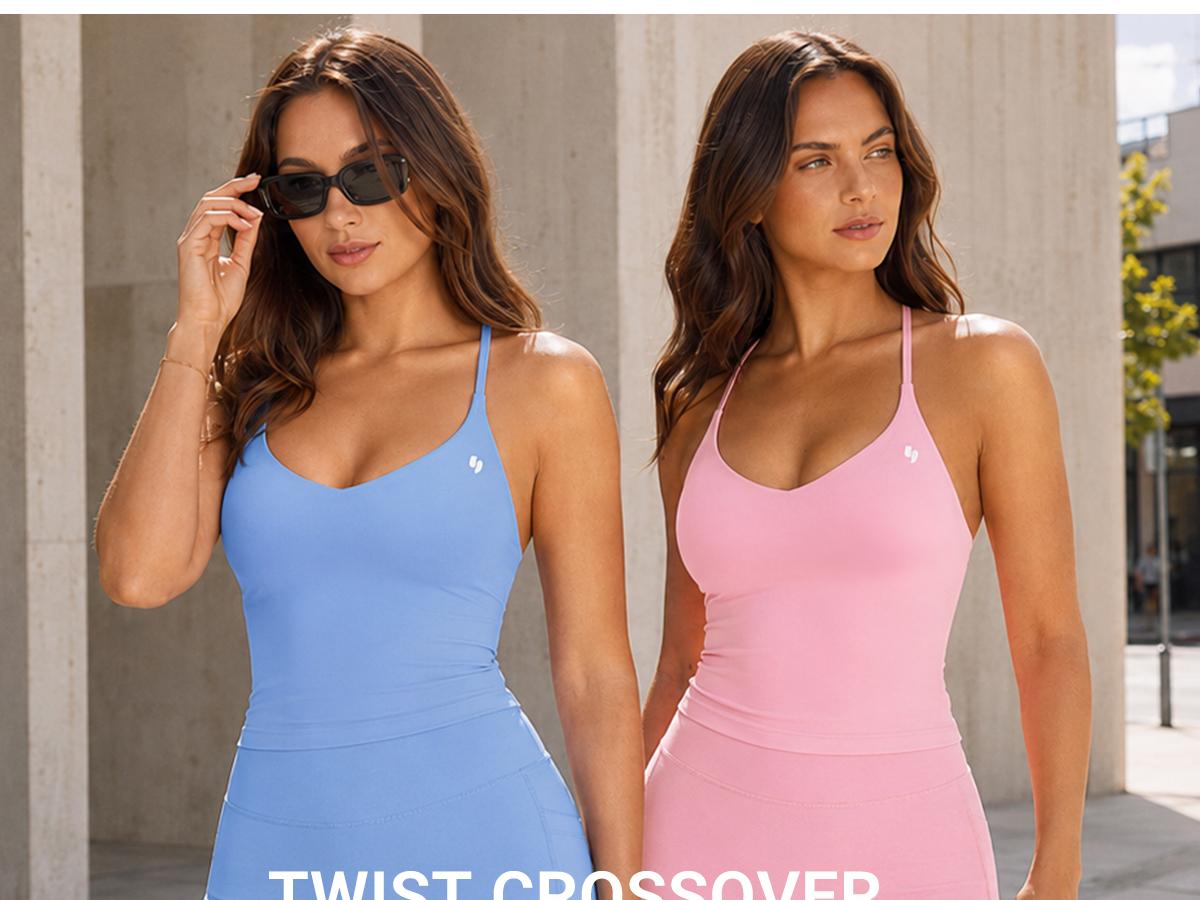 YEOREO 1-Piece Adjustable Strappy Workout Top, Active Tank Bra with Twist Crossover Longline Design, Strappy Sports Bras Alternative for Sporty Chic Gym Wear, Female tiktokshopbacktoschool, One-Piece