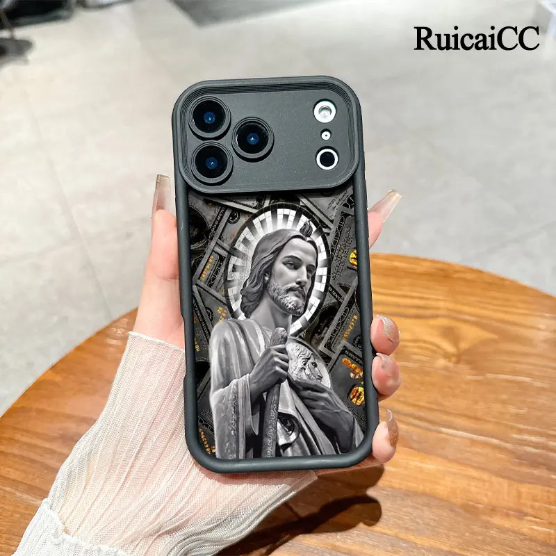 San Judas Tadeo Pattern Aesthetic Smartphone Cover - Customized Soft Silicone TPU, Durable Shockproof Protective Accessory for iPhone 17,16 Pro Max,16 Pro,15 Pro Max,14,13,12,11 Plus,Air Cellphone Devices