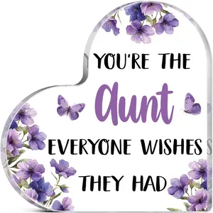 Aunt Gifts For Women Acrylic Plaque Decor Gifts For Aunt From Niece Nephew Unique Heart Shaped Desk Decorations Present Wedding Valentines Gift Aunt Christmas Gift