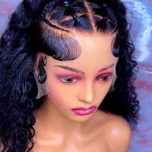 210 Density Transparent Lace, Pre Plucked Pre Cut with Baby Hair, Glueless, For Black Women, Water wave wear and Go wig