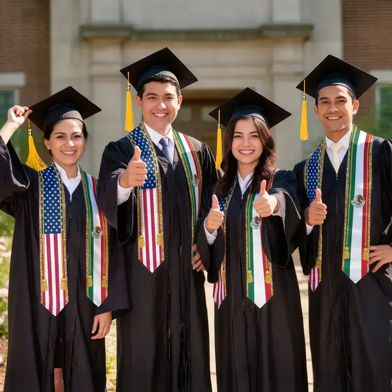 Mexican Flag Stole, Mexico Graduation Sash 2026, Class of 2026 V Shape National Country Graduation Sash