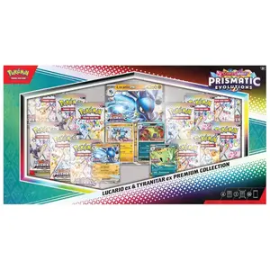 Pokemon TCG Scarlet & Violet Prismatic Evolutions Lucario ex & Tyranitar ex Premium Collection Box - 14 Packs
