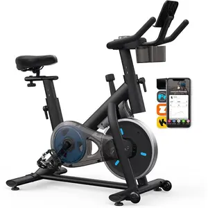 Exercise Bike, Brake Pad Stationary Bike with Exclusive App, Low Noise Indoor Cycling Bike with 300lbs Weight Capacity, Tablet Mount and Fitness Courses