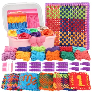 Weaving Loom Kit Toys for Kids, DIY Crafts Projects of 6 Potholders and 10 Friendship Bracelets, 2-in-1 Square Buildable Loom Knitting Kits, Gift Ideas for Girls 6-12 Years Old
