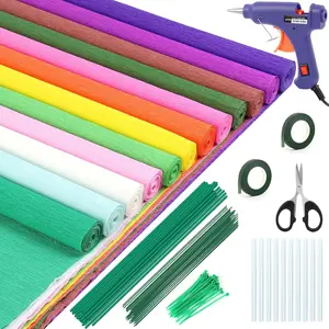 176 count Crepe Paper Roll Set, 12-Color 16.5x98 Inches Heavy Crepe Paper with Glue , , Wire, Gardening Tape, Suitable for  Paper , DIY Projects, Wedding & Party Decorations