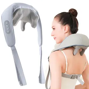 6D Heated Electric Neck and Back Massager Machine, Automatic Shut-Off After 15 Minutes, Portable Deep Tissue Relaxer for Home, Office and Car