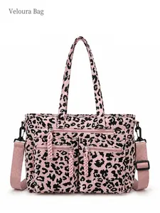 1pc Pink Leopard Tote Bag for Women, Large Capacity Multi-Pocket Handbag, Shoulder & Crossbody Bag, Chic Crossbody Bag, with Multiple Zippers, Lightweight Organizer Fits Phone, Tablet, Bottle, Perfect for Work, Travel, Shopping, Stylish Gift