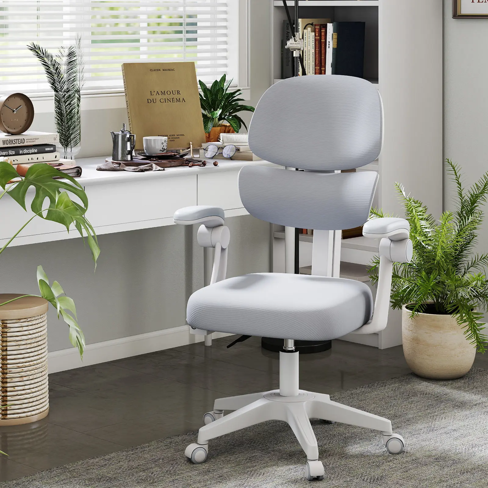 Kids Chair Ergonomic Study Computer Chair with Back-Following Mechanism & Adjustable Seat Height for Boys Girls Ages 5-13 Home Bedroom School Use