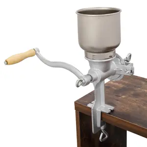 Aluminium Grain Grinding Machine - Manual Hand-Crank Mill for Coffee, Corn & Soybeans, Low Hopper Design for Home Use