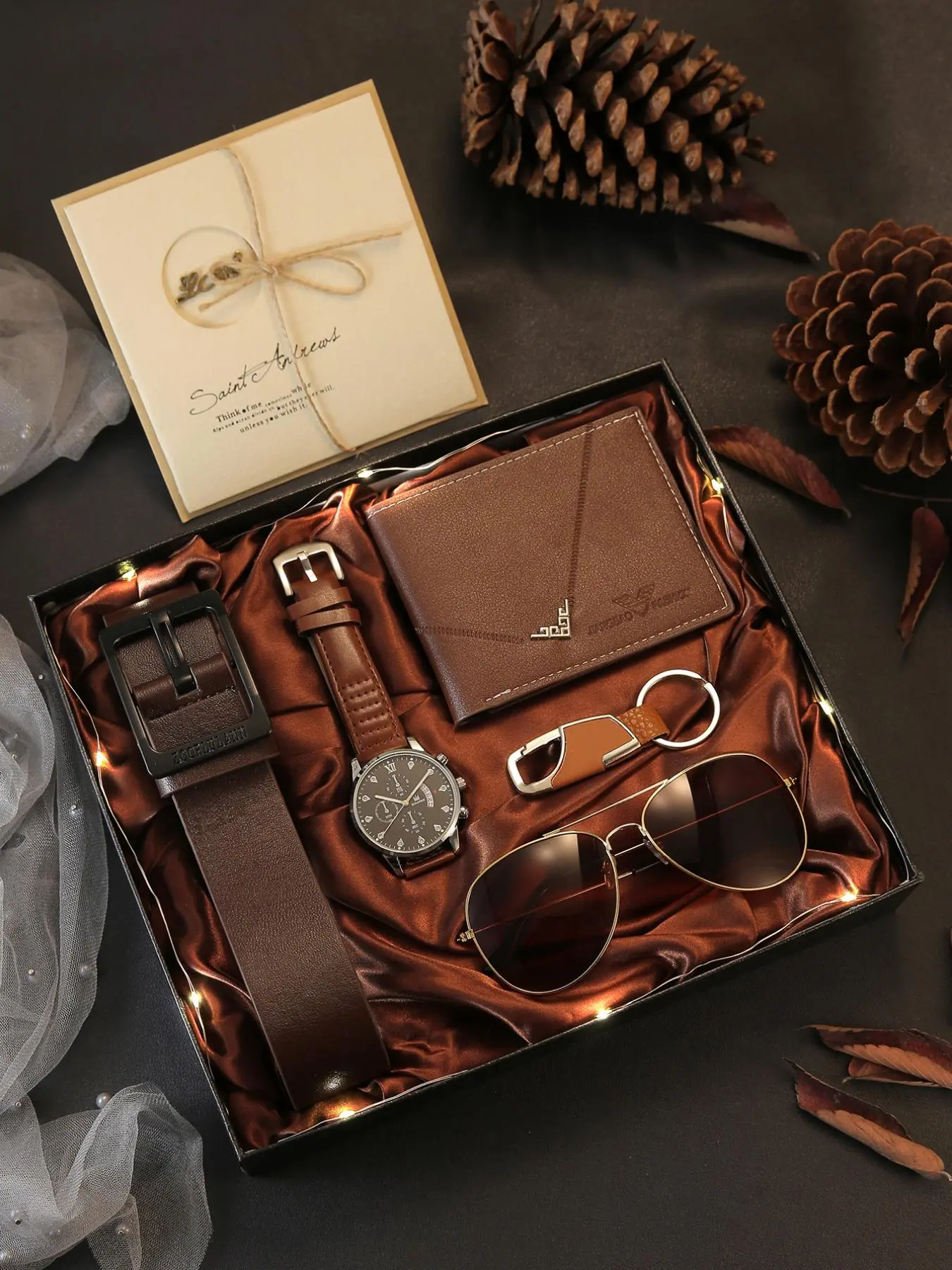 Men's Business Watch & Sunglasses & Belt & Wallet & Cufflinks & Pen & Card Holder Set, Fashion Watch Set for Party, Daily Clothing Decor, Trendy Exquisite Watch Set for Gift, Accessories Set, Accessory Set