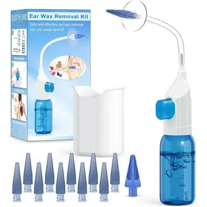 Ear Wax Removal Kit, Ear Cleaning Kits Manual Safe Ear Irrigation Flushing System, Effective Ear Cleaner Earwax Removal Kit, Ear Wax Removal Tool with Ear Basin and 10 Ear Tips