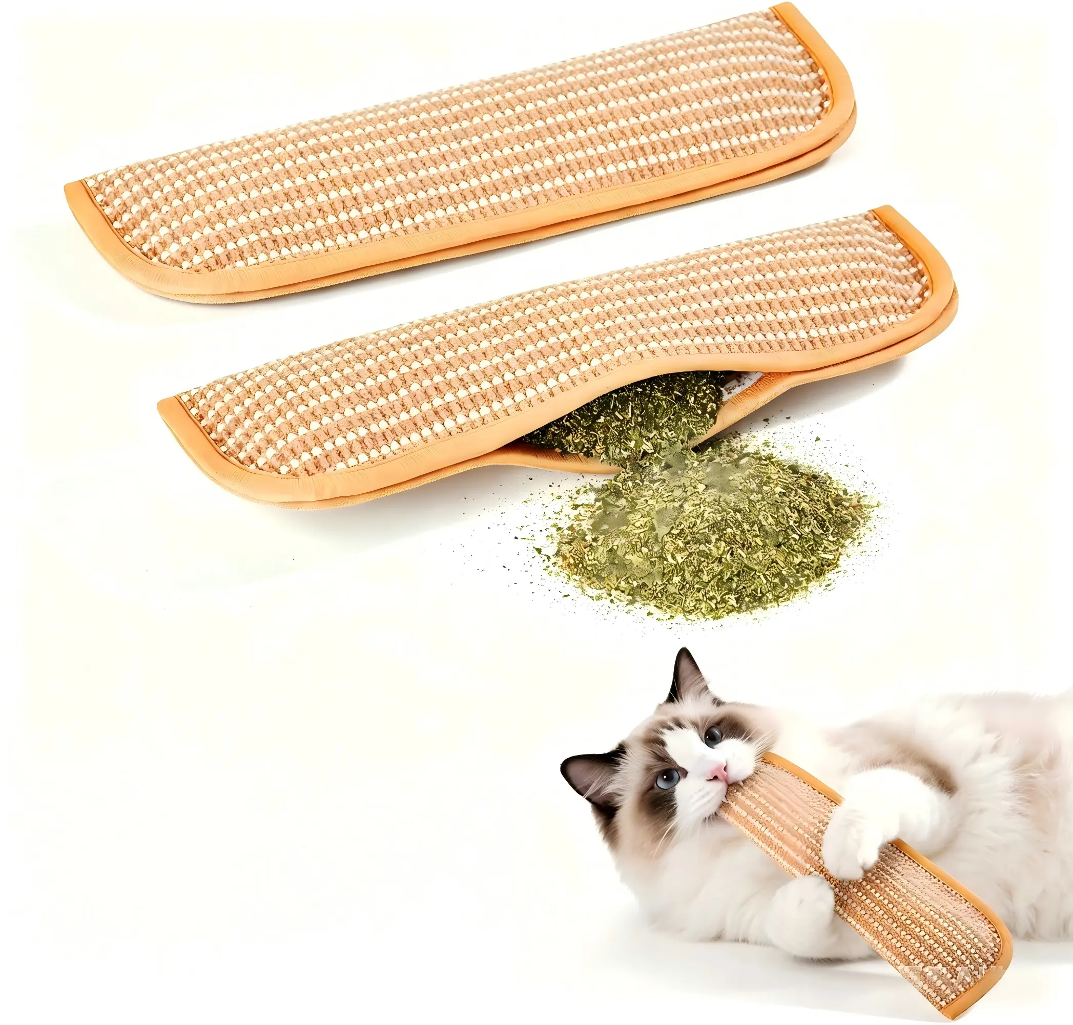 Catnip Kick Toy for Cats, Sisal Scratcher Pillow with 100% Natural Catnip, Interactive Chew Toy for Indoor Cats