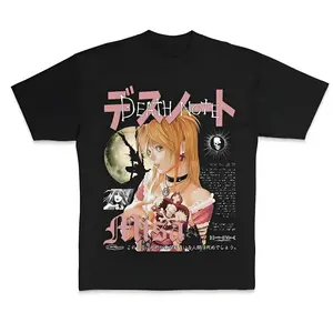 [100%25 Cotton] Misa Retro Pattern T-shirt, Death Note Merch, Anime Costume, Anime Shirt Top Street Dress Black Oversized