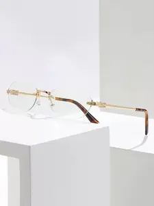 Men's Metal Oval Frameless Glasses, Simple Artistic Lazy Style, Small Lightweight Casual Versatile Trendy College Fashion Eyewear, Frameless Eyeglass, Trendy Casual Eyeglasses