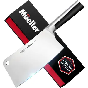 7 in Butcher Knife Meat Cleaver, Heavy Duty Bone Chopper, Professional Grade High Carbon Stainless Steel Blade with Full Tang Handle for Home Kitchen and Restaurant Use, Ultra Sharp