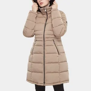 Rokka&Rolla Women's Heavy Long Winter Coat with Fleece Hood Parka Jacket-Ice Coffee, size XX Large