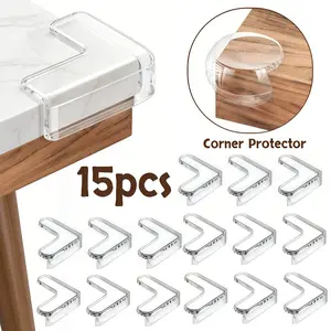 15pcs Round / 15pcs L-shaped Transparent Edge Furniture Corner Protectors | Safety Cushioning for Tables, Children's Beds, Nursery, and Fireplaces, Edge Protection Soft Strips to Prevent Bumps