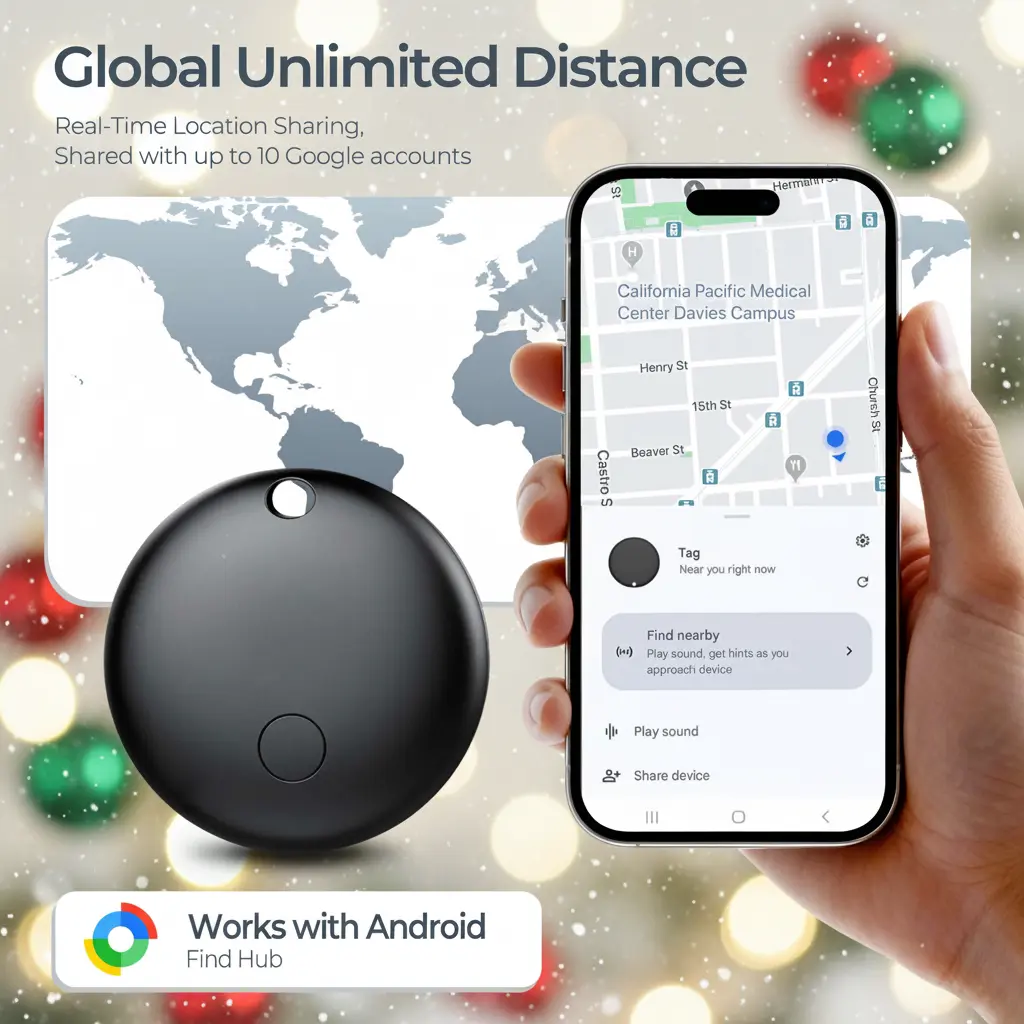 Handy 4 Pack Mini Size Bluetooth Sync Smart GPS Trackers for Electronic Pets (Android Only) - IPX7 Waterproof Locator, Google Find My Device Compatible, Global Anti-Lost Tool, Long-Lasting Battery, Premium Import Components, Cells Included, Luggage Tracki