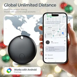 Air Tracker Tag (Android Only), Bluetooth Tracking Device, Item Finder and Key Locator, Works with Google Find Hub, Smart Tag for Vehicle/Luggage/Wallet, No Monthly Fees Black