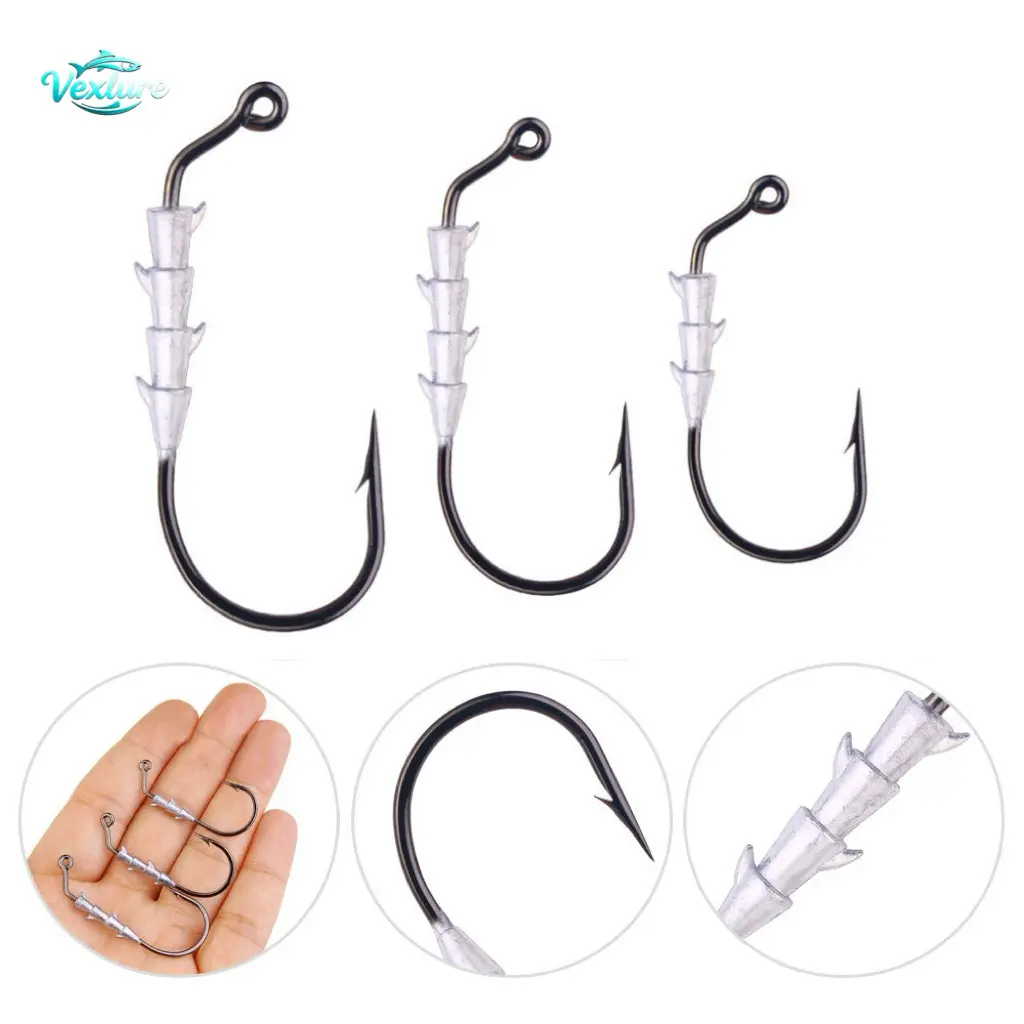 6-Pack Jig Fish Hook Set for Soft Lures, High-Strength Angling Gear with an Anti-Shed Lock and Layered Barbs, Multi-Size Fishing Stuff for Freshwater & Sea Fishing, Six-Pack Sizes