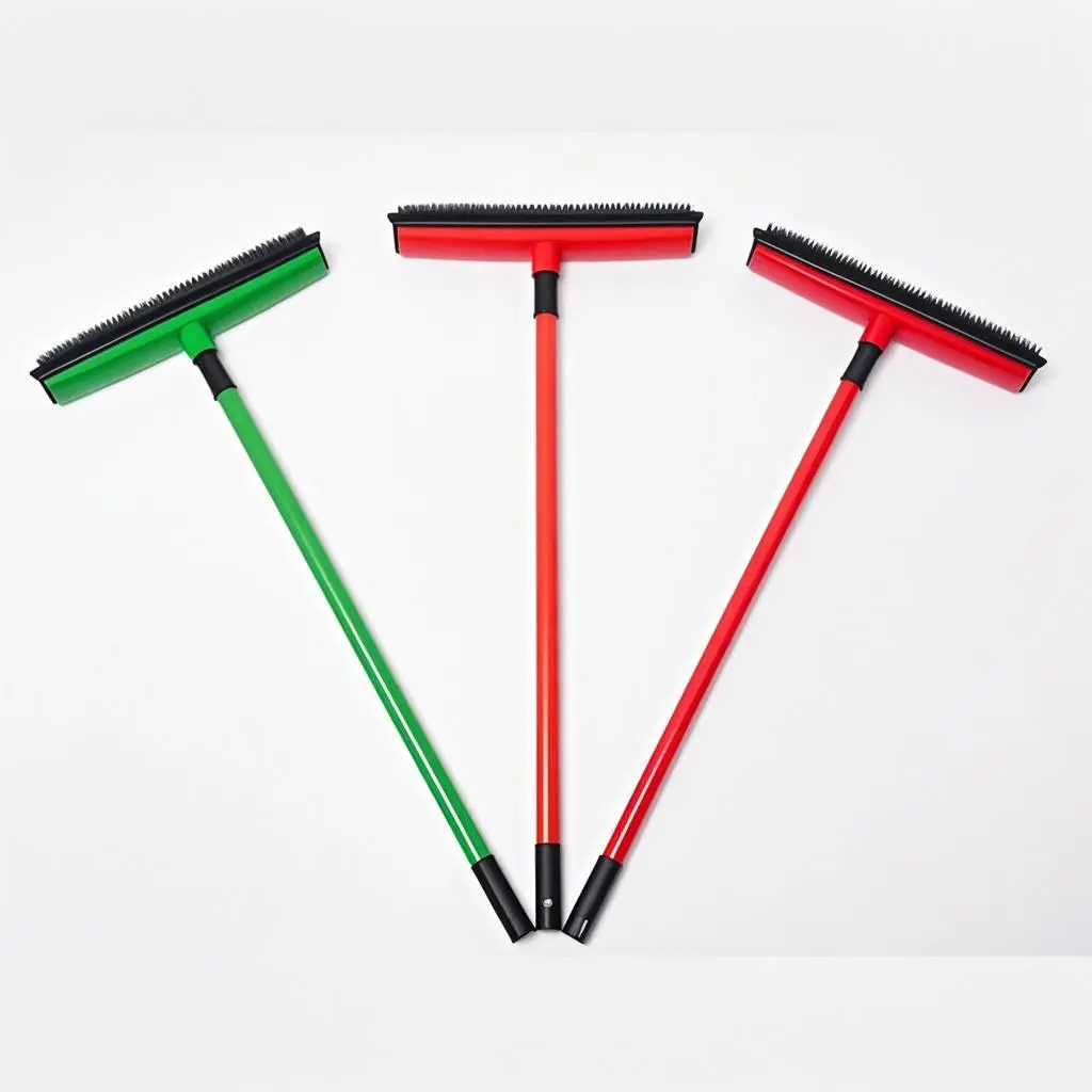 Rubber Broom Pet Hair Removal Broom Pet Carpet Cleaner Hair Sweeper Household Sticky Dual Brush Pet Hair Remover with Glove Home Cleaning Tool Adjustable Sweeping Height Red Hand