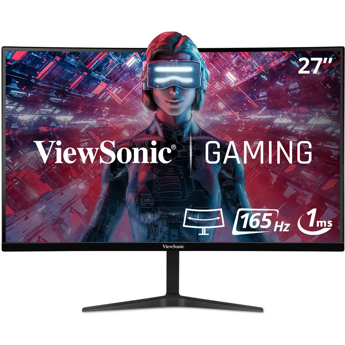 ViewSonic VX2718-PC-MHD 27" Curved Screen Gaming Monitor - 16:9 1920x1080p Full HD, 165Hz VA LED Panel, Built-In Audio Speakers