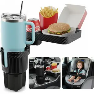 OtterVerz 11 Upgraded Car Cup Holder Tray, 3 in 1 Car Cup Holder Expander Adapter, 360 °   Rotating Detachable 10.5" Car Food Tray Table for Eating, Road Trip Essentials, Fits Yeti/Hydro Flask 16–46oz