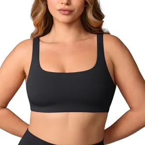 UNISSU Hugcurve Women's Workout Bra, Buttery Soft Scoop Neck Crop Top with Convertible Cross Back, Wireless & No Padding for Yoga Fitness, Workout Bras, Fitness Bra