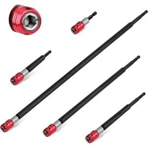 【summervibes】4-Piece 2/4/6", 12" Extra Long Magnetic Screwdriver Bit Holders, 1/4 Inch Hex Shank Quick Release Extension Adapter, Durable CR-V Steel, Universal Fit for Impact Driver Bits