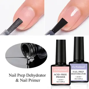 Professional Natural Nail Prep Dehydrate and Acid-Free Primer (2 Counts/set), Dehydrator for Acrylic and Gel Nail Polish, Non Acid Primer for UV Gels, Base Coat