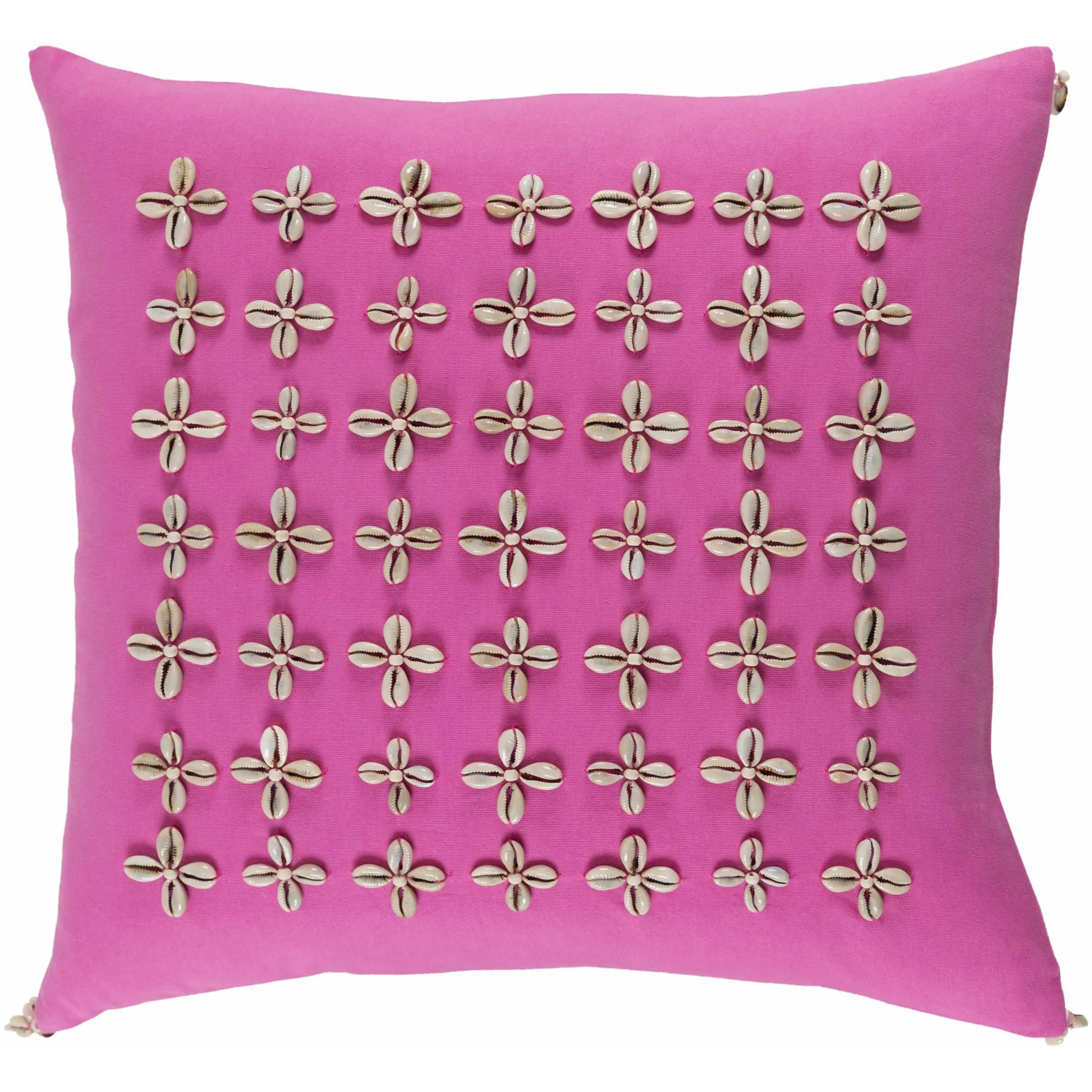 Burtonwood Pink Flower Motif Fabric Accent Pillow - Couch Cushion for Room Decor, House Decor, Indoor Use - Clearance