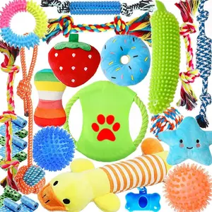 25 Pack Dog Toys  for Fun and Teeth Cleaning, Puppy Chew Toys Pack with Squeak Plush Toy,Squeaky Toy Balls,Tug of War and Rope Toys for Puppy to Small Dogs