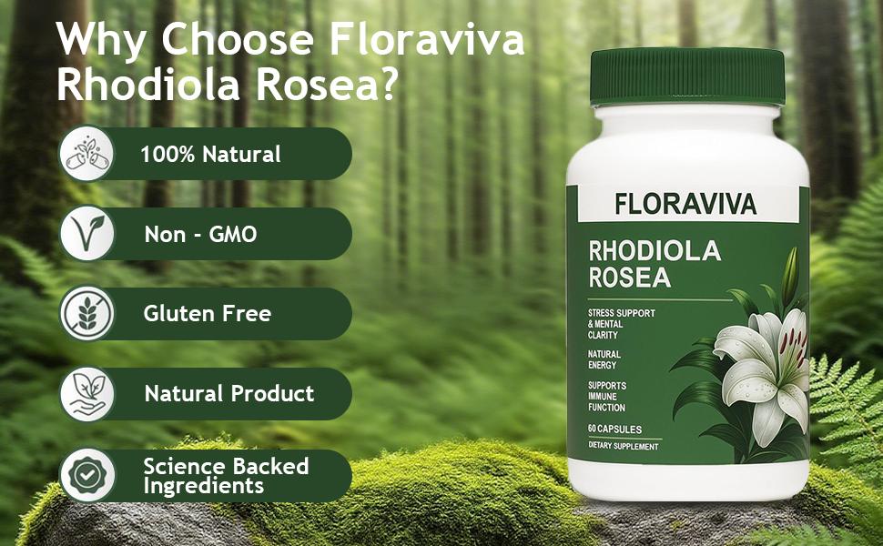 3 Bottles of Floraviva Natural Rhodiola Rosea Wellness Capsules 500mg - Natural Adaptogen Supplement for Stress Support, Mental Focus & Energy - | boost immune repair | Boosts Energy&Stamina (60 Capsules) - TikTok Shop