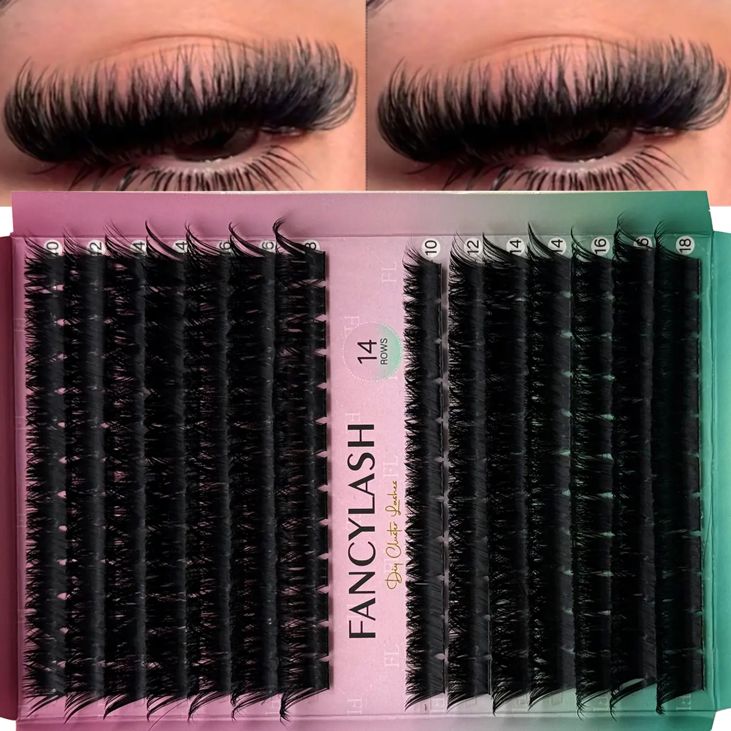 168PCS Eyelash Extension Clusters Mega 200D+300D Thick & Volume Soft DIY Individual Cluster Lashes Super Dense Look Reusable Lash Extensions Mixed 10-18mm Length Suitable For Home Or Outdoor Daily Life, Wedding, Date, Party, Travel...