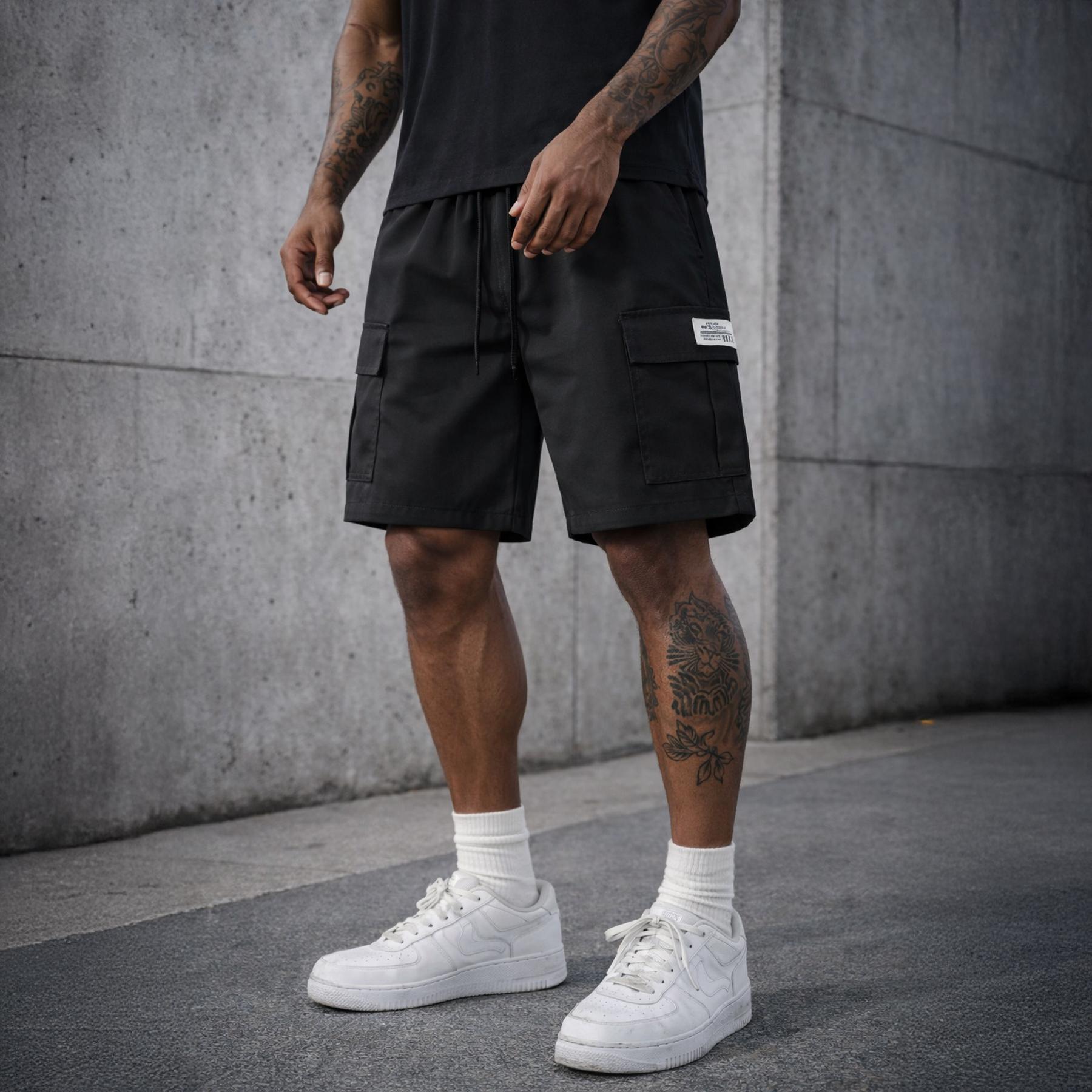 Mens Cargo Shorts Techwear Gorpcore Urban Utility Multi Flap Pockets Loose Fit Wide Leg Drawstring Summer Casual Streetwear High Street Vibe Cityboy Tactical Outdoor Hiking Athletic Workout Daily Wear Half Pants Multi Pack Bundle Fashion Basics Essentials