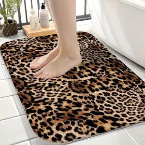 Fashion Leopard Print Art Floor Mat - Non-Slip Creative Design Animal Print Rug - Indoor Outdoor Home Decor Entryway Kitchen Bathroom Rug