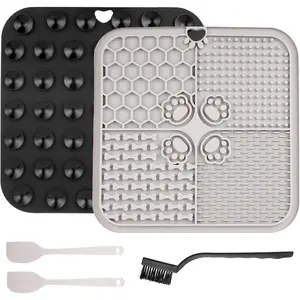 2 count Lick Mat for Dogs Cats,   Mats with Suction Cups,  Licking Mat,   Peanut Butter Lick Pad, Enrichment  Slow Feeder Mats for Bathing , with 2 Scrapers