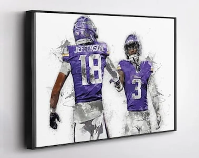 Justin Jefferson & Jordan Addison Minnesota Football Club Canvas Print NFL Wall Art Poster Football Decor Gift for Fans [UNFRAMED]