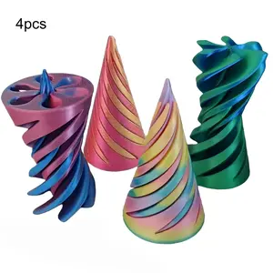 3D Printed Spiral Finger Toy Set, 4 Rotating Stress Relief Toys, Ideal for Adhd & Anxiety, Perfect Gift for Adults & Kids