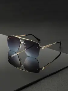 Men's Metal Square Half Frame Glasses, Stylish Eyewear for Daily Wear, Durable Material, Trendy Design, Perfect Fit for Men, Mirrored Shades
