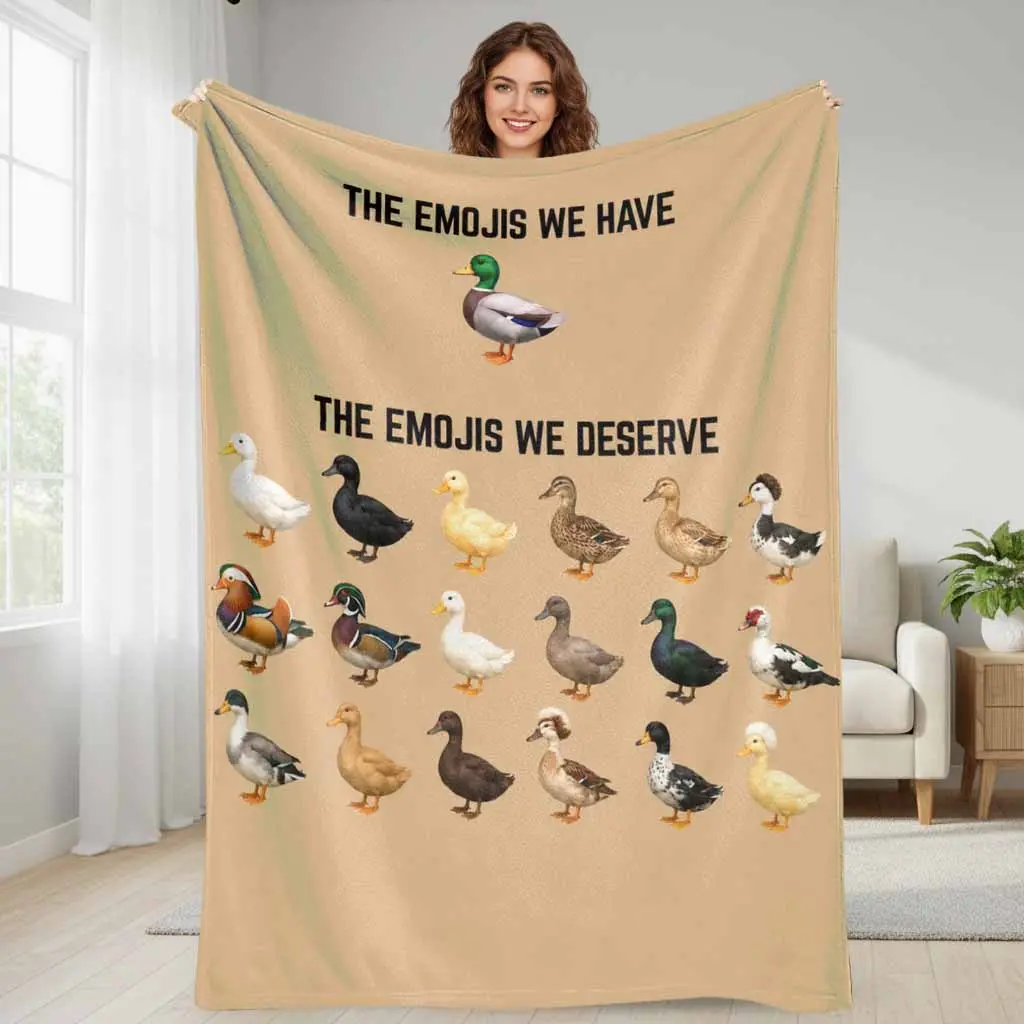 Mallard Duck Flannel Blanket with Diverse Waterfowl Pattern - Lightweight, Super Soft Plush Throw, Halloween Decorations, Warm Bedding Accessory for Living Room Sofa, Outdoor Picnic, Cozy Home Gift