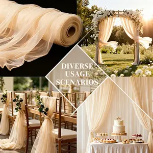 Champagne Color Semi-Transparent High-Quality Thin Fabric Roll, Multi-Purpose Hanging Decoration Net Material, Perfect for Weddings Birthdays Parties, Party Decoration Supplies