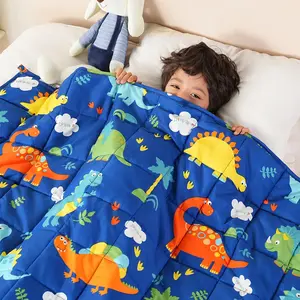 Weighted Blanket 5lbs Blue Dinosaur Cooling Weighted Lap Blanket Breathable Heavy Throw Blankets for Sleeping Washable 36"x48"