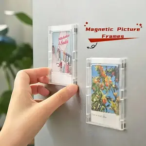2/4 Piece of Transparent Magnetic Picture Frames, 3-Inch Refrigerator Magnetic Photo Album for Photo Display, Suitable for Home Room, Living Room And Office Decoration, Christmas, Valentine'S Day And New Year Gifts