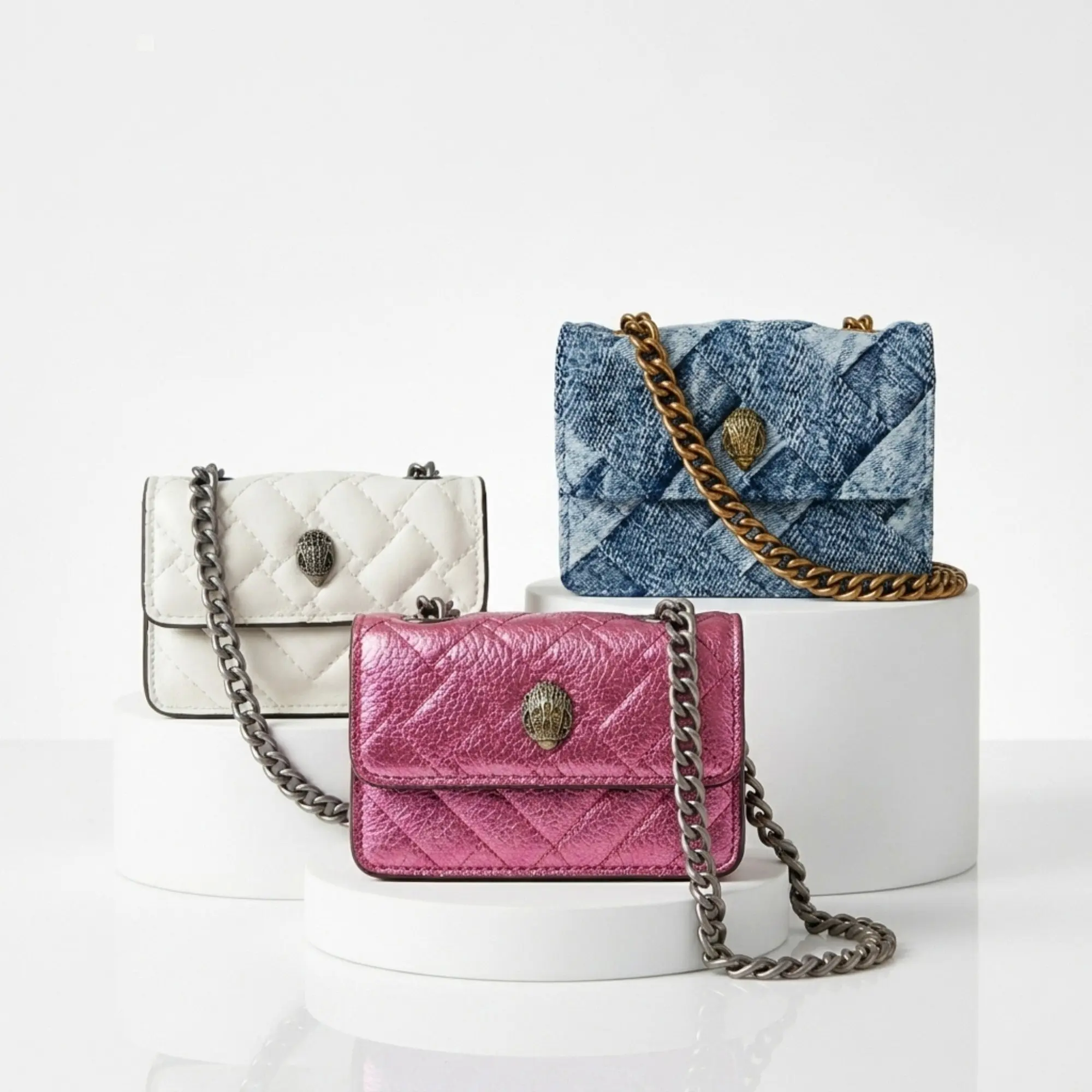 Women Eagle Head Mini Flap Crossbody Shoulder Purse, Diamond Quilted Designer‑Style Handbag with Eagle‑Head, Vintage Metal Chain‑Strap Small Bag for Daily Casual Use