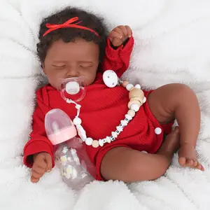 [WOOROY] Reborn Baby Doll - Excellent Gift for Birthday Christmas Gift and New Year, Gift Ideas, Brown Skin, 20" Cloth Body Doll, African American & Black skin, Gifts for Kids 3+