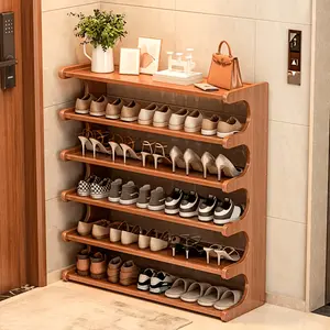 6-tier foldable nan bamboo shoe rack adopts thick eco raw bamboo, odorless, firm structure with strong load capacity and good wear resistance. It has large layered space for orderly shoe storage. Foldable design needs no installation, saves space and prev