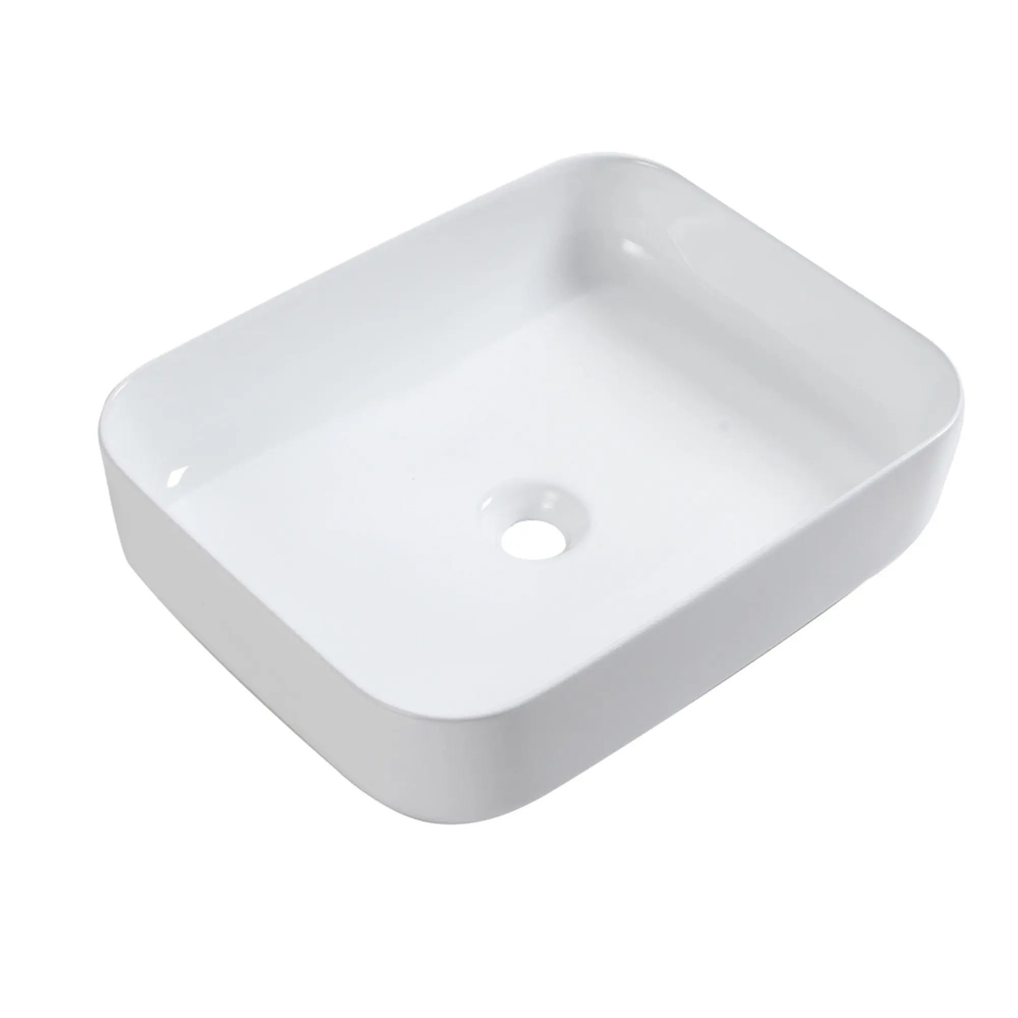 Rectangular Vessel Bathroom Sink, Modern - White