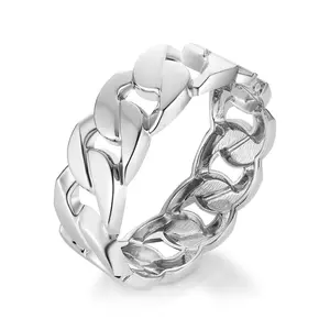 HZMAN Silver Chunky Cuban Chain Cuff Bracelets for Women 24.5mm Wide Thick Bangle Bracelet Hip Hop Open Hinge Wrist Cuff Bracelet Jewelry Gift