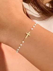 Elegant Simple Cross Pendant Bracelet, Delicate Design, Versatile Fashion Accessory, Perfect Gift for Women & Girls, Daily Wear